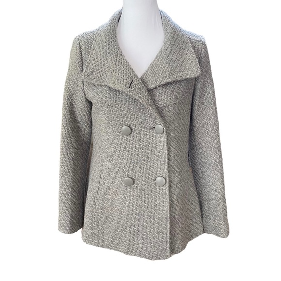 Jessica Simpson Gray Herringbone Wool Pea Coat | Fall | Winter | Small